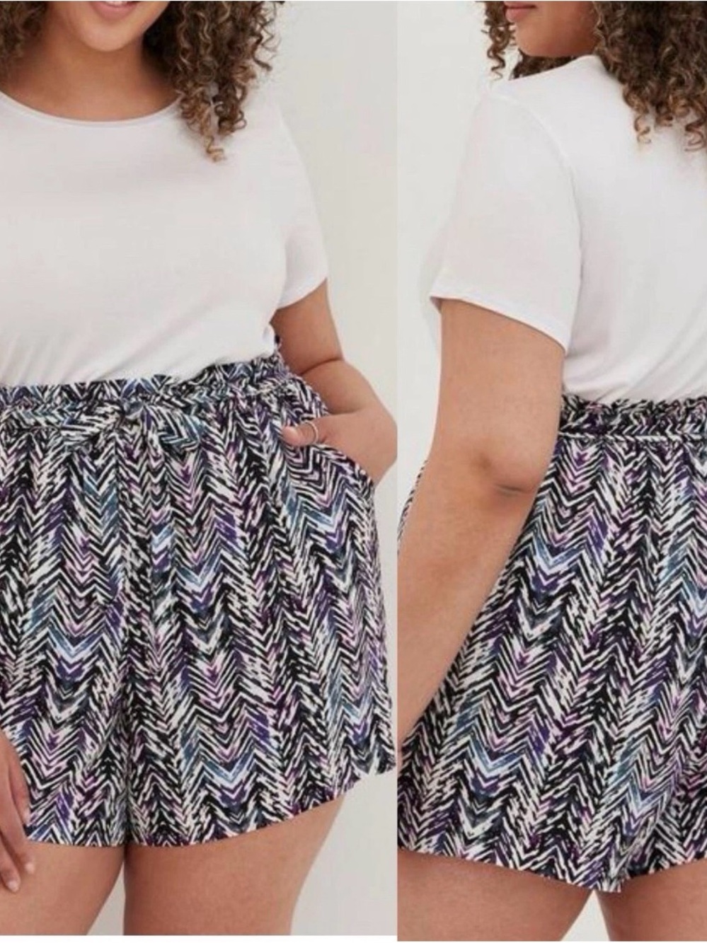 Torrid Chevron Print Pull-On Shorts in Black, White, Blue Lavender